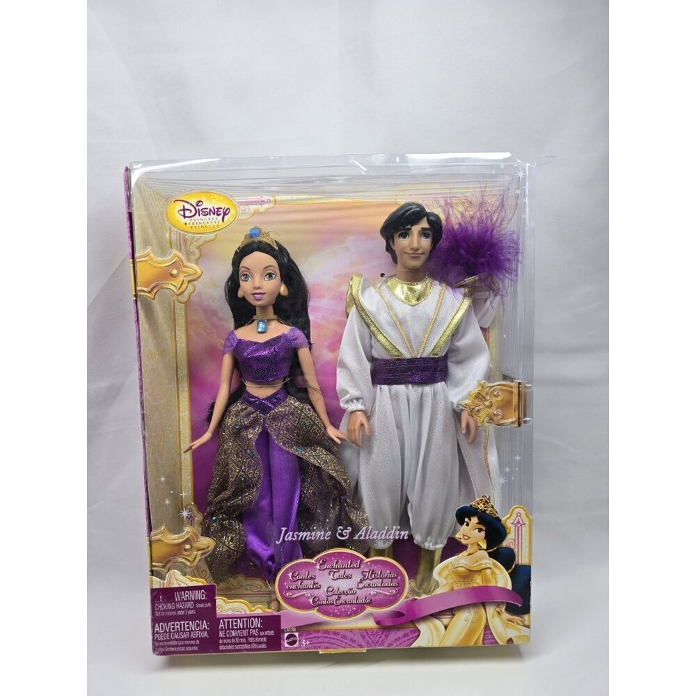 Disney 2007 Jasmine and Aladdin Enchanted Tales Dolls Rare New- Box Damaged